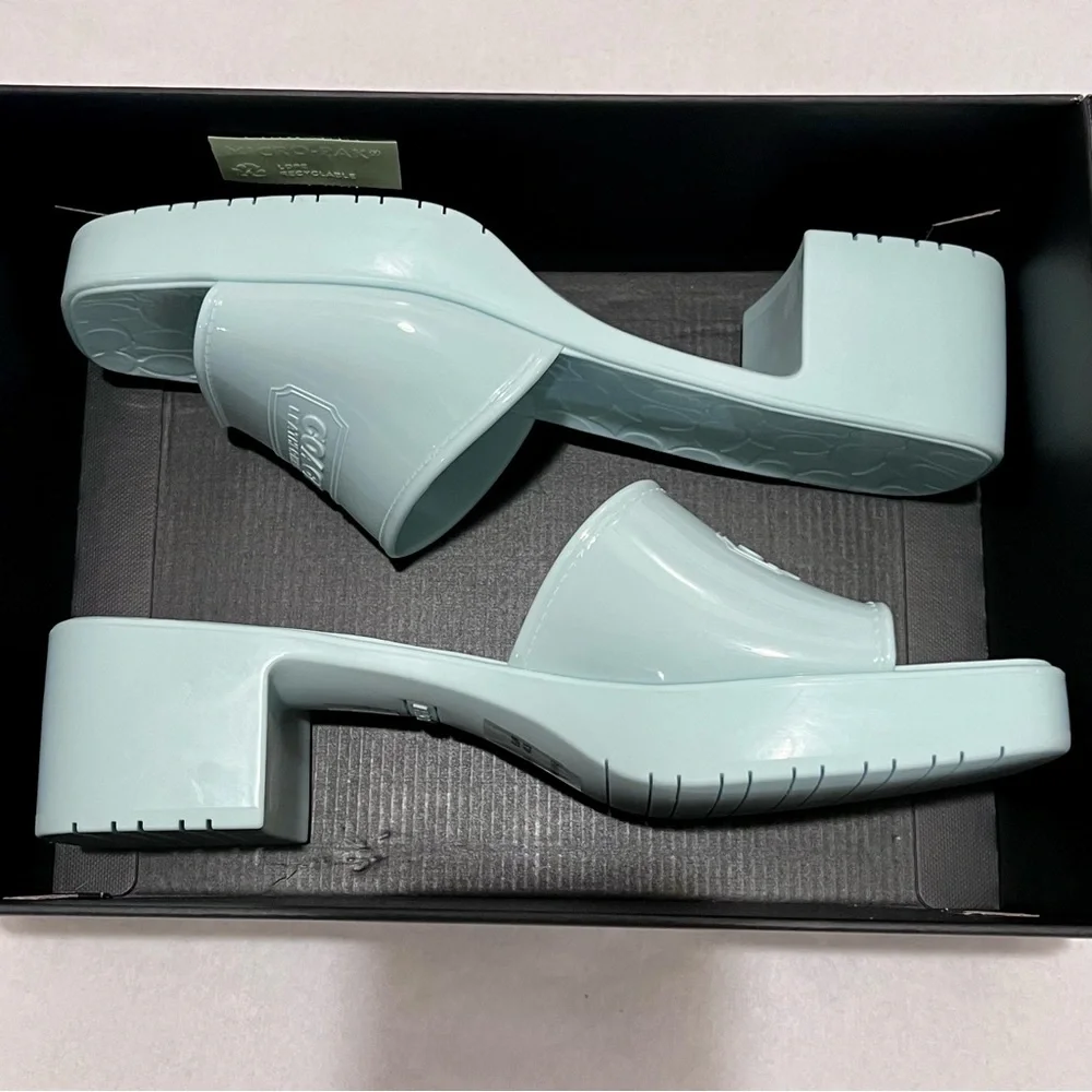 Coach Scarlett Rubber Block Heel Sandals Size 10 Sea Mist (Green/Blue) - Picture 11 of 12